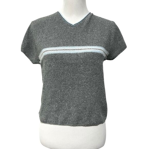 Vintage 90’s Y2K Women’s Sweater Short Sleeve Striped Carolina Colours Sz L - Picture 1 of 8